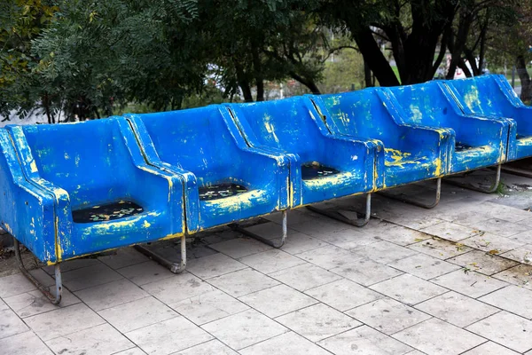 Vierges Vieilles Chaises Plastique Pour Les Spectateurs Nombre Sièges Vides — Photo