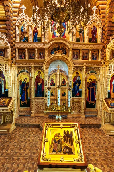 Odessa Ucrania Interior Pequeña Iglesia Cristiana Ortodoxa Madera Iconos Reliquias — Foto de Stock