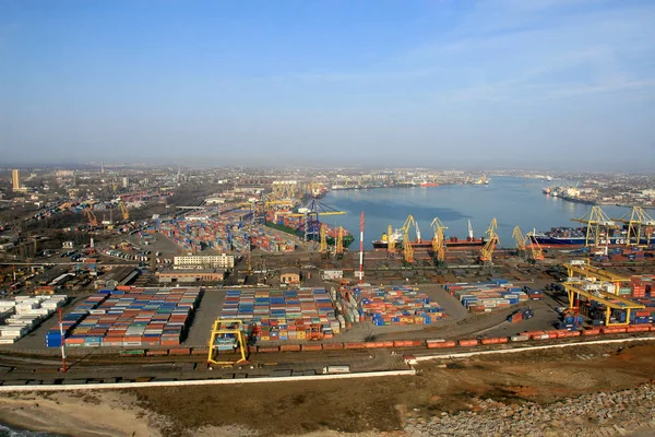 Odessa Ucrânia Fevereiro 2008 Porto Comercial Ilyichevsk Vista Panorâmica Panorâmica — Fotografia de Stock