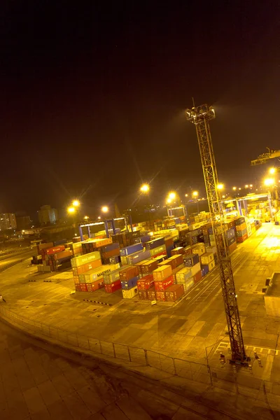 Odessa November Unloading Loading Containers Maritime Vessels Iyichevck Seaport Night — Stock Photo, Image