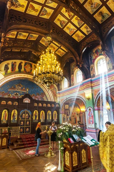 Odessa Ukraina September 2012 Interiör Ortodoxa Kyrkan Altare Ikonostas Och — Stockfoto