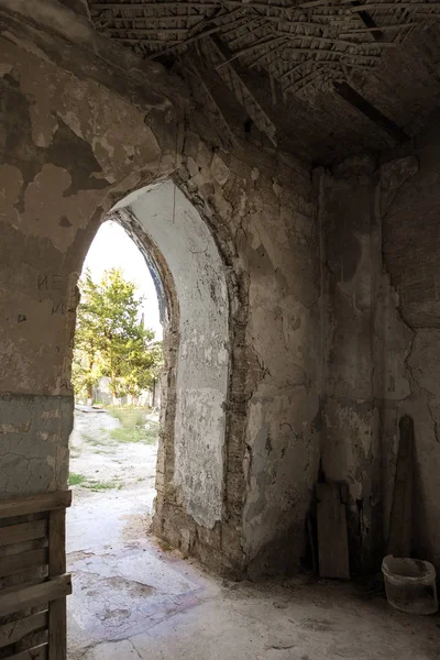 Mystical Interior Ruins Facade Abandoned Ruined Building Ancient Castle Mansion — Stock Photo, Image