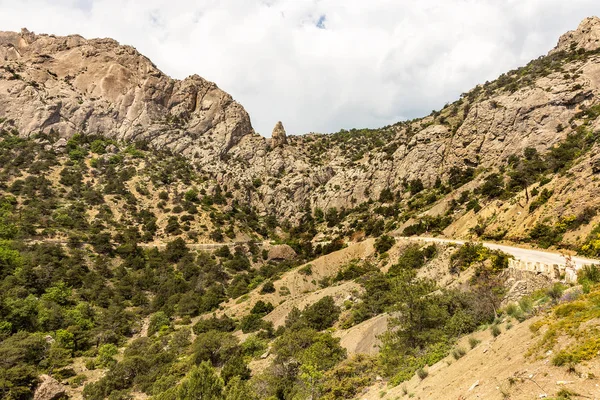Buen Camino Asfaltado Largo Las Pintorescas Montañas Altas Rocosas Crimea —  Fotos de Stock