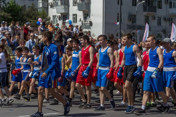 Novorossiysk Rusko Května 2018 Prvomájové Demonstrace Mír Práce Května Dětské — Stock fotografie