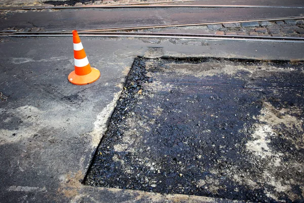 Odessa Ucrania Agosto 2015 Reparación Carretera Asfaltada Centro Ciudad Agujero —  Fotos de Stock