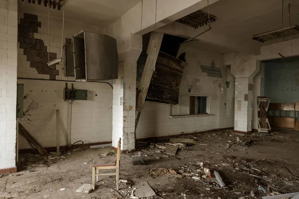 Interior Arruinado Abandonado Edificio Administrativo Residencial Después Del Incendio Ruina —  Fotos de Stock