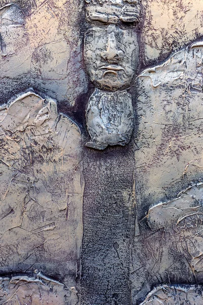 Taş Cephe Fresk Duvar Dekorasyonu Kısma Kovboy Kızılderililer Görüntü Amerika — Stok fotoğraf