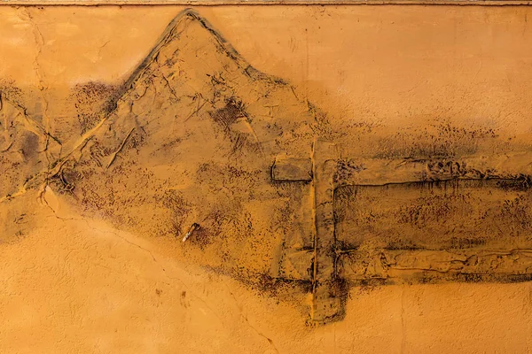 Πέτρινη Πρόσοψη Τοιχογραφία Διακόσμηση Τοίχων Ανάγλυφα Εικόνα Καουμπόη Ινδοί Και — Φωτογραφία Αρχείου