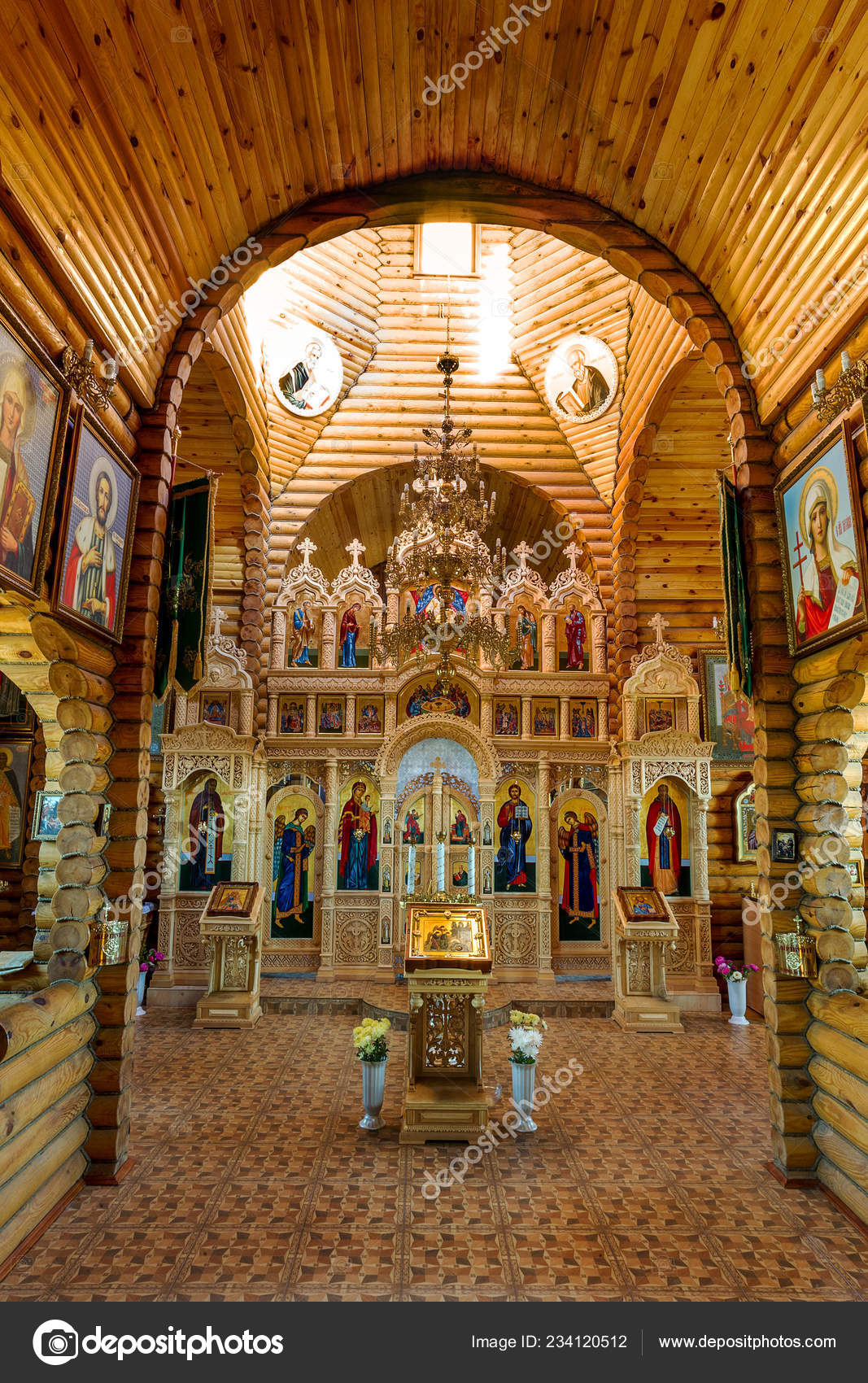 Odessa Ukraine Interior Small Wooden Orthodox Christian