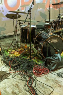 Odessa, Ukrayna 9 Eylül 2018: Müzikal gösteri, çeşitli Senfoni Orkestrası Odessa Ulusal Opera ve Bale Tiyatrosu sahnesinde. Orkestra Enstrümanları müzisyenler sahne tiyatro sahne,