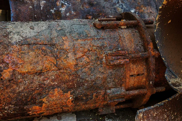 Fragments Old Large Water Pipes Many Years Operation Destroyed Metal — Stock Photo, Image