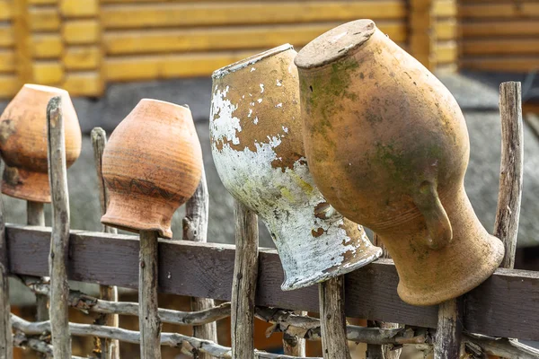 Verwante Structuur Twijgen Plakt Een Vintage Houten Rural Hek Met — Stockfoto