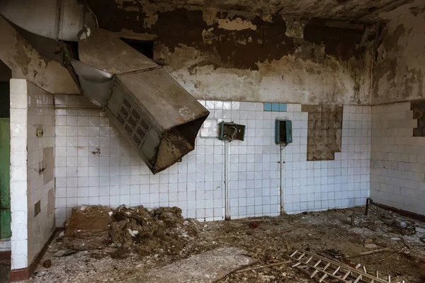 Interior Edifício Administrativo Residencial Ruínas Abandonado Após Incêndio Ruína Ruínas — Fotografia de Stock