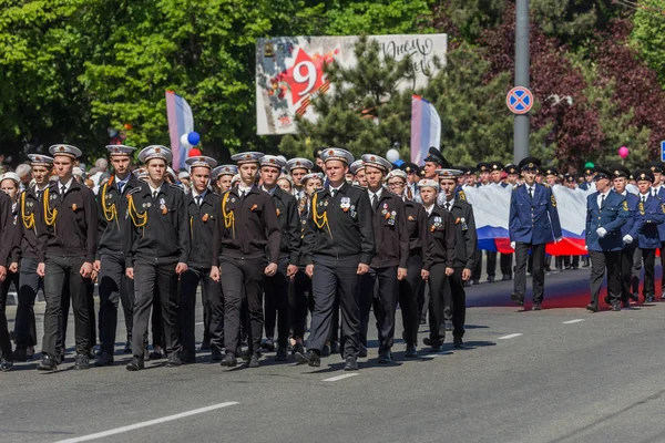 Novorossiysk Rusya Mayıs 2018 Mayıs Günü Gösteri Barış Mayıs Nsanlar — Stok fotoğraf