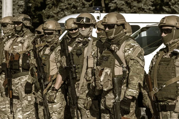 Odessa Ukraina Sierpień 2018 Special Forces Ukraińskiej Policji Szeregach Formie — Zdjęcie stockowe