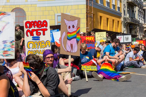 Odessa Oekraïne Augustus 2017 Mensen Deelgenomen Aan Homoseksuele Parade Demonstratie — Stockfoto