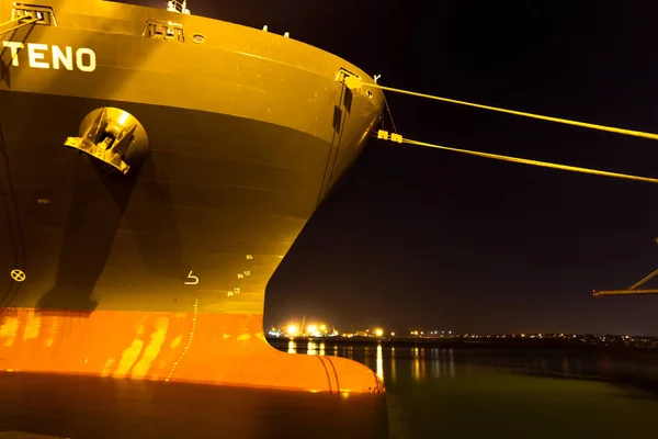 Odessa Kasım Konteynerler Içinde Iyichevck Seaport Denizcilik Gemi Üzerinde Gece — Stok fotoğraf