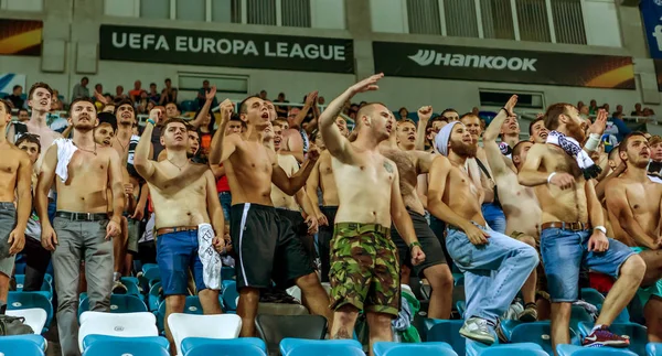 Odessa Ucrania Septiembre 2016 Aficionados Activos Tribuna Fútbol —  Fotos de Stock