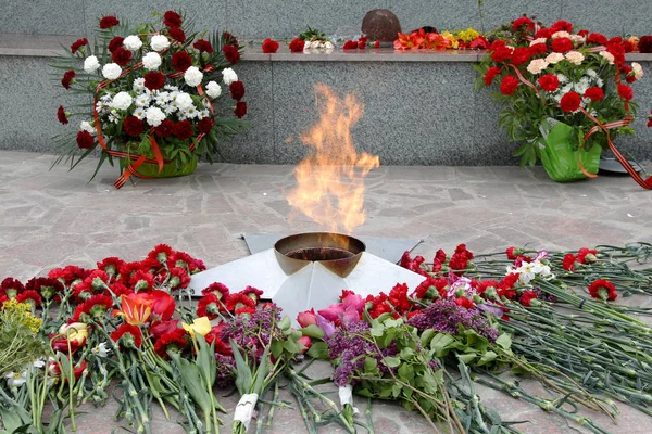 Den Eviga Elden Hedern Sovjetiska Soldater Dödades Stora Fosterländska Kriget — Stockfoto