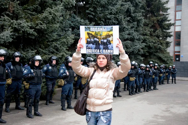 Одеса Україна Березня 2014 Року Люди Протесту Проти Euromaydan Одесі — стокове фото