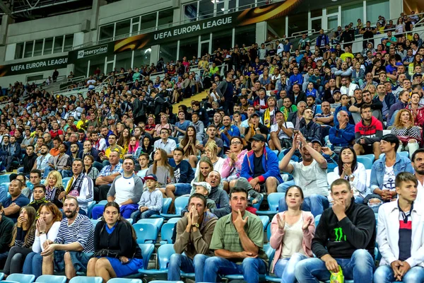 Odessa Ukraine Setembro 2016 Adeptos Ativos Tribuno Futebol — Fotografia de Stock