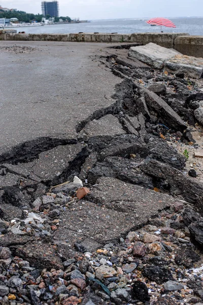 Odessa Ucrania Junio 2015 Debido Las Violaciones Tecnología Construcción Carreteras — Foto de Stock