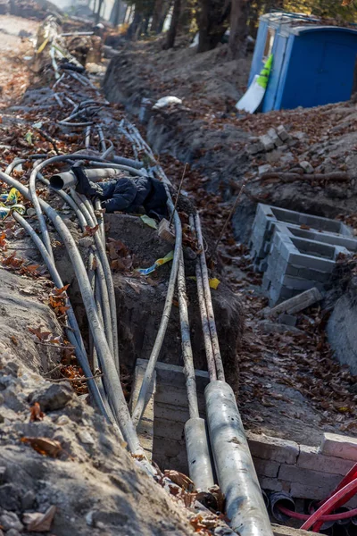 Varna Bulgaria November 2015 Construction Workers Make Repairs Urban Highways — Stock Photo, Image