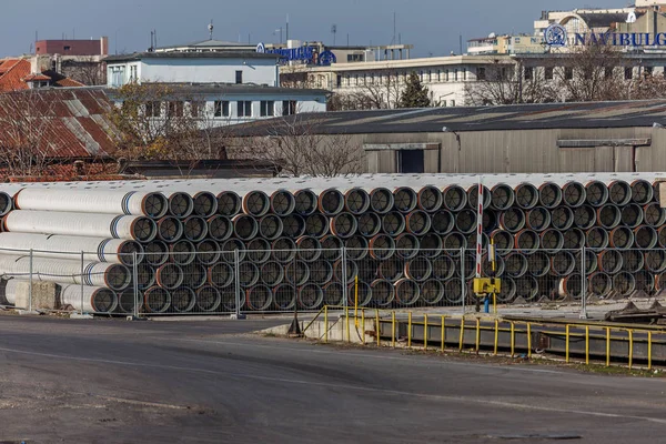Варна Болгарія Листопада 2015 Незатребуваних Газових Труб Великого Діаметру Закритих — стокове фото