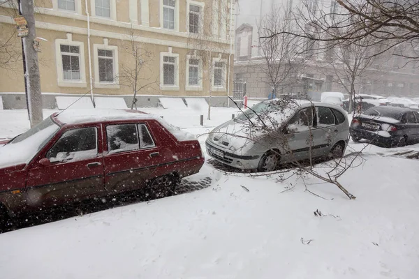 Odessa Ukraine January 2018 Strong Snowfall Cyclone City Streets Winter — Stock Photo, Image