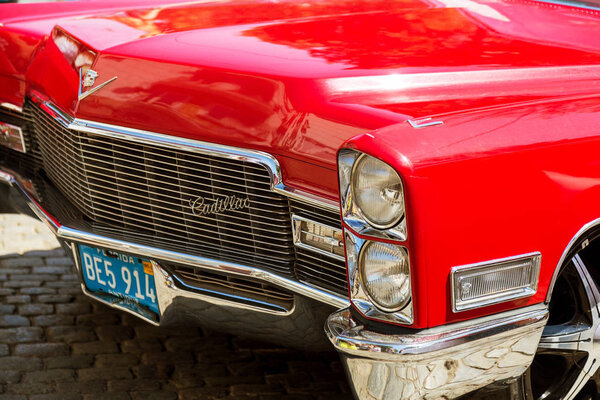 ODESSA, UKRAINE August 16, 2017: Unique models of cars are shown at the traditional exhibition of unique, legendary vintage retro cars at the exhibition of auto collectors. Retro Vintage Auto Show