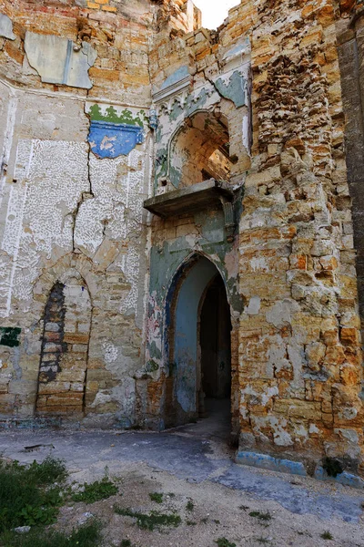 Mystical Interior Ruins Facade Abandoned Ruined Building Ancient Castle Mansion — Stock Photo, Image