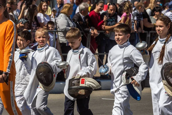 Novorossiysk Rusia Mai 2018 Demonstrație Ziua Mai Pace Iov May — Fotografie, imagine de stoc