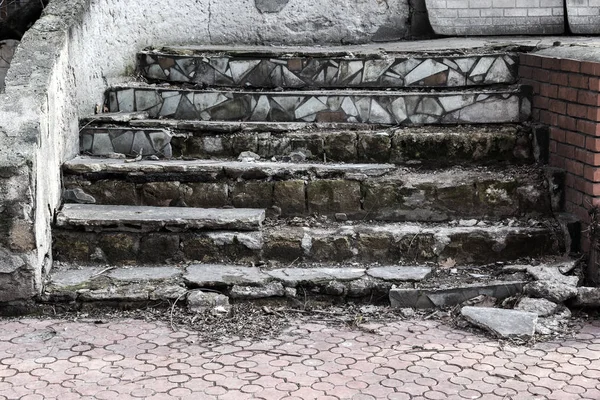 Eine Alte Offene Außentreppe Aus Stein Stein Betonstufen Der Alten — Stockfoto