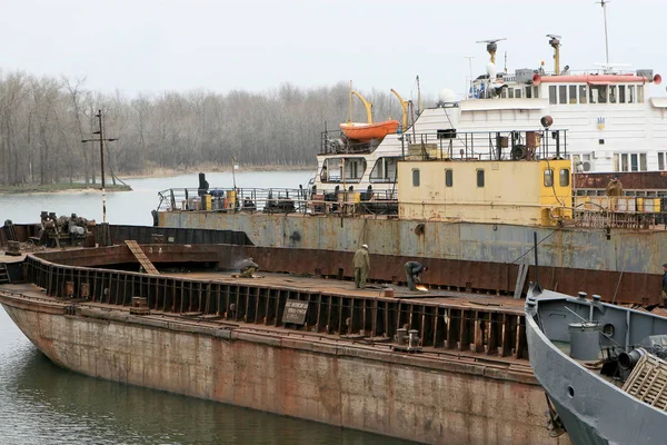 Kwietnia Odessa Starej Rzeki Trading Portu Ust Dunaj Dockers Wyciąć — Zdjęcie stockowe