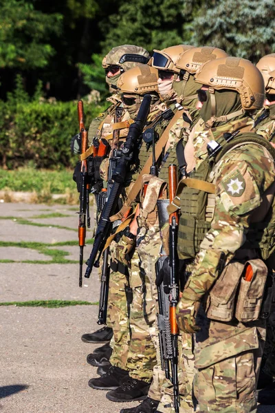 Odessa Ukraina Augusti 2018 Special Forces Den Ukrainska Polisen Leden — Stockfoto