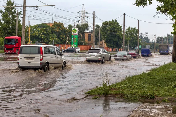 Odessa Ukrajna 2014 Július Eredményeként Heves Esőzések Katasztrófa Elárasztott Utcák — Stock Fotó