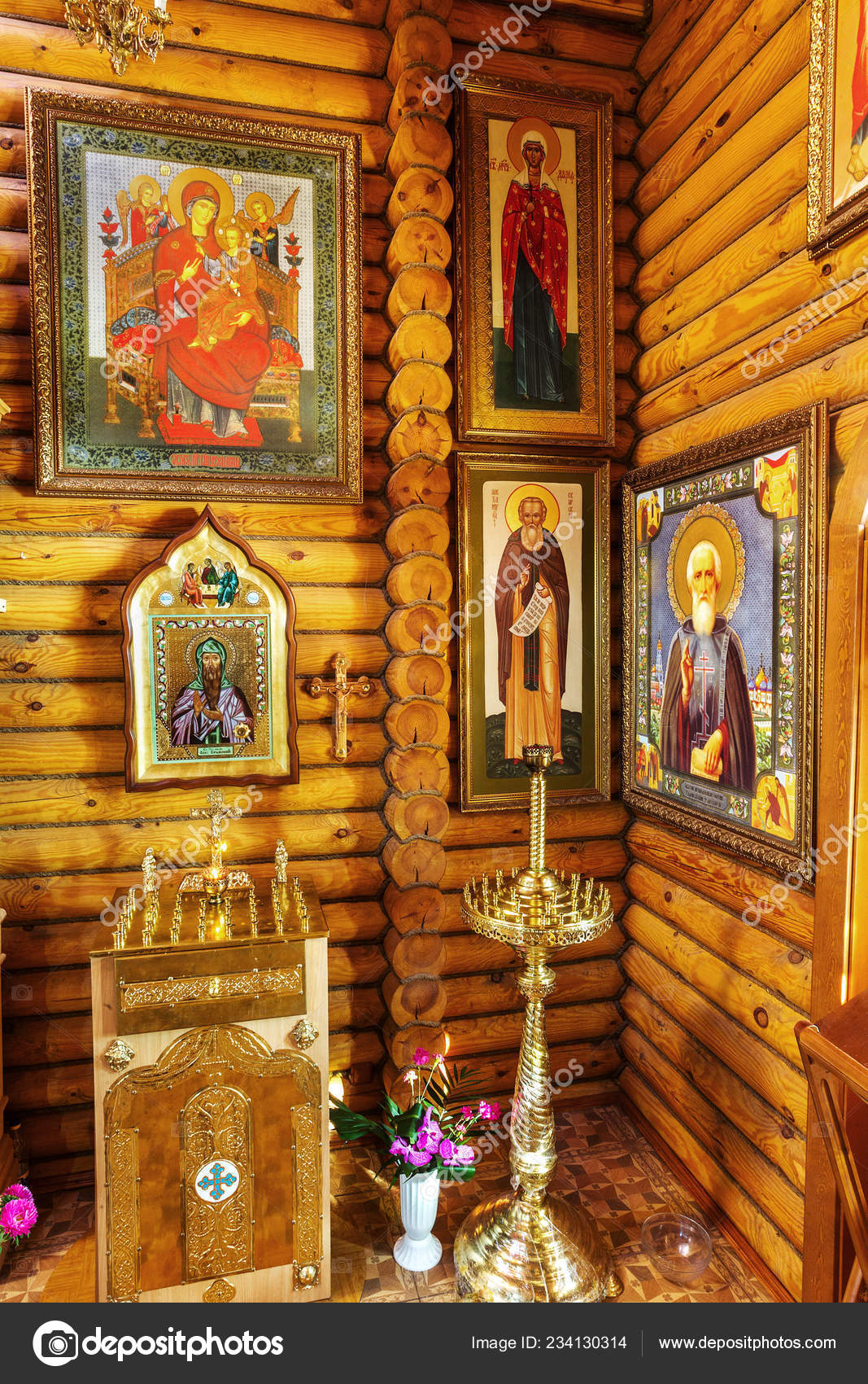 Odessa Ukraine Interior Small Wooden Orthodox Christian