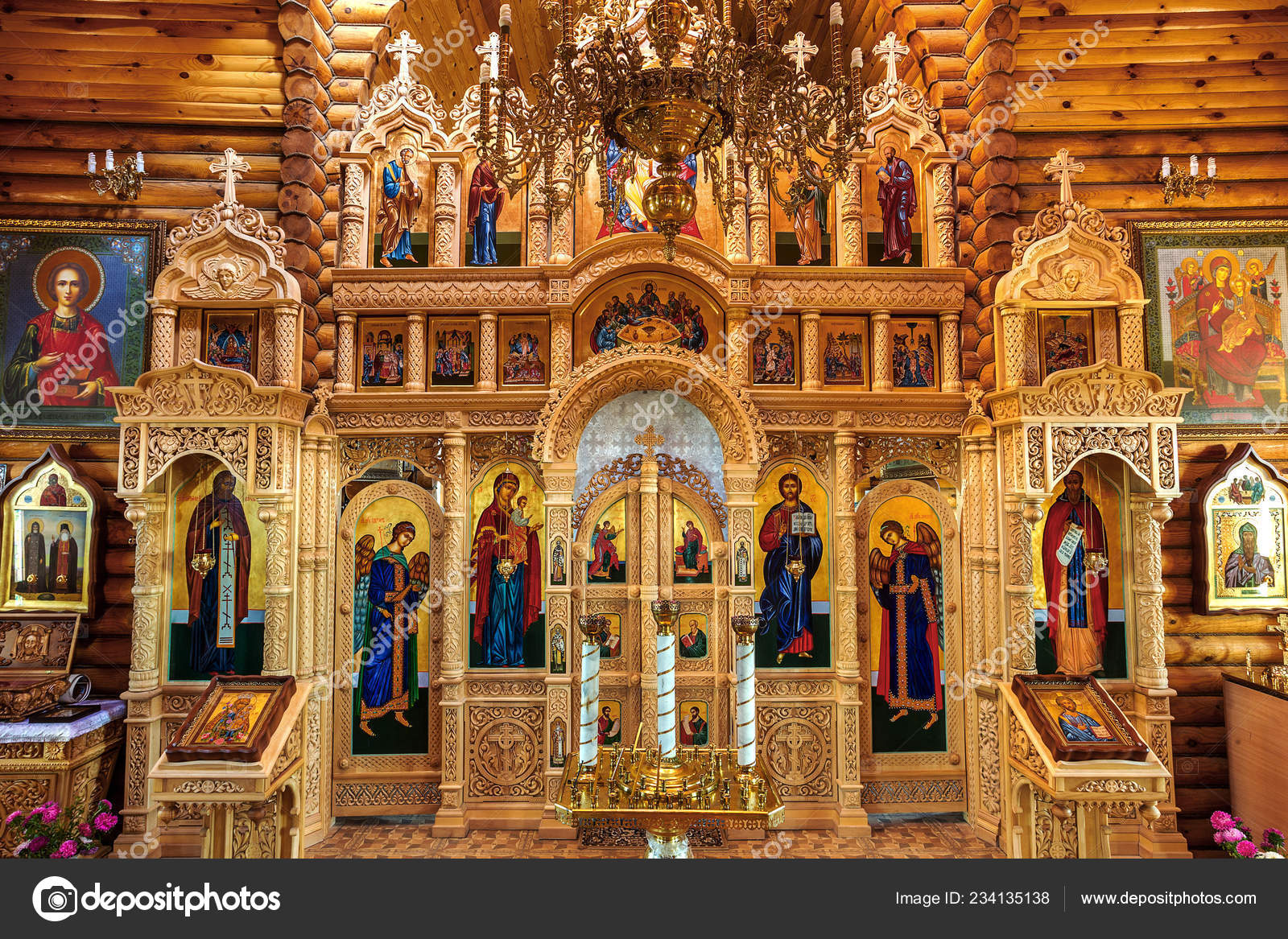 Odessa Ukraine Interior Small Wooden Orthodox Christian