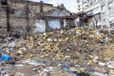 Odessa, Ukrayna - 20 Aralık 2014: deprem ve yıkıcı sömürü kentsel yapılar 20 Aralık 2014 Odessa, Ukrayna tarafından yok eski tarihi evleri kalıntıları.