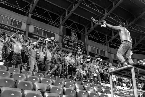 Odessa Ucrania Septiembre 2016 Aficionados Activos Tribuna Fútbol —  Fotos de Stock