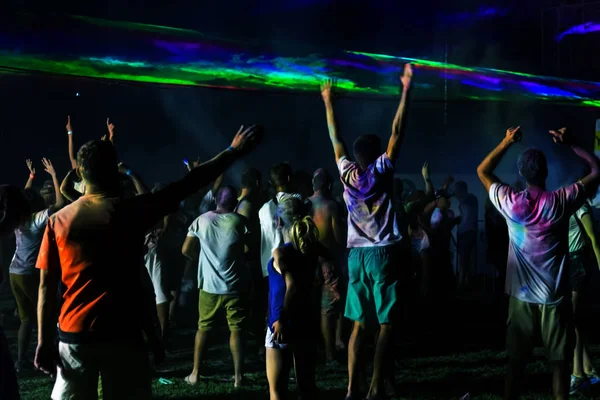 Odessa Ukraine August 2017 Laser Show Luminous Performance Nightclub Party — Stock Photo, Image