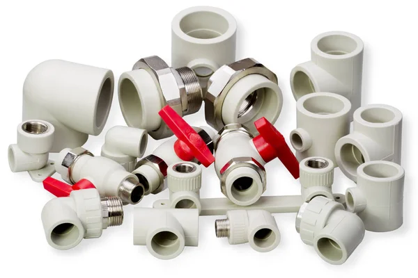 Plumbing Fixtures Piping Parts Plastic Fittings — Stock Photo, Image