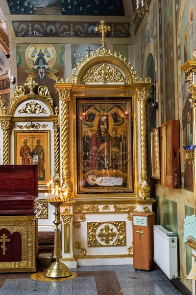 Odessa Ucrania Interior Iglesia Ortodoxa Altar Iconostasis Hermosos Arcos Arquitectónicos —  Fotos de Stock