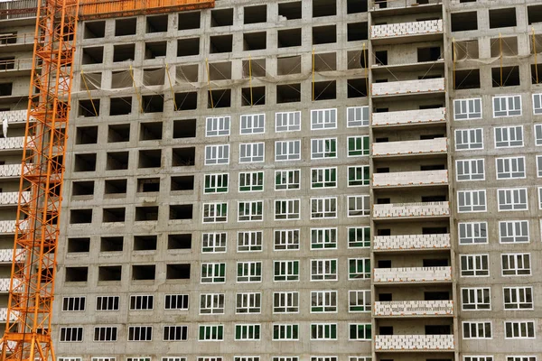 Fachada Novo Edifício Apartamento Edifício Alto Vários Apartamentos Construção Novos — Fotografia de Stock