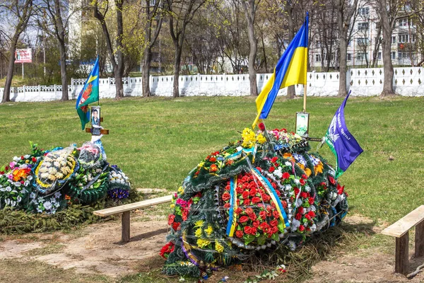 Zhitomir Ukrajina Dubna 2015 Vojenský Hřbitov Padlých Druhé Světové Válce — Stock fotografie