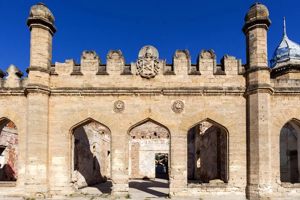 Detalle Diseño Escultórico Del Antiguo Edificio Estilo Barroco Art Del — Foto de Stock