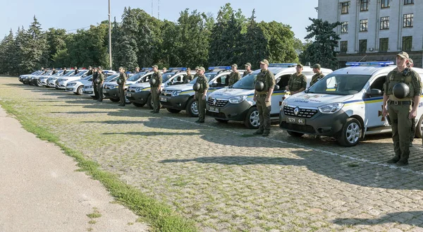 Odessa Ukraine August 2018 Convoy Specialized Police Cars Police Officers — Stock Photo, Image