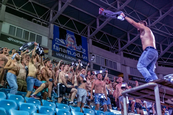 Odessa Ucrania Septiembre 2016 Aficionados Activos Tribuna Fútbol —  Fotos de Stock