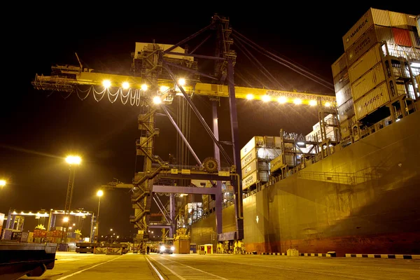 Odessa November Entladen Von Containern Auf Seeschiffen Der Nacht Rund — Stockfoto