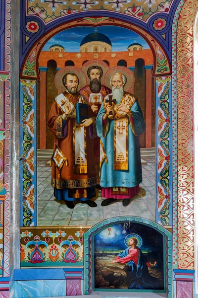 Odessa Ukraine Intérieur Église Orthodoxe Autel Iconostase Belles Arches Architecturales — Photo
